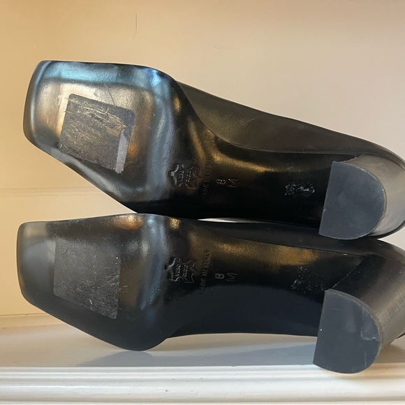 Mano Vintage Style Square Toe Laced Brown Leather Pumps Size 8 - Picture 7 of 11